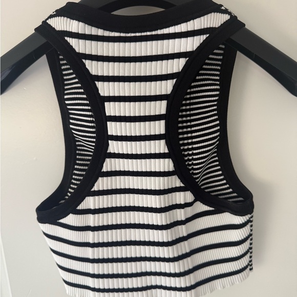 LOUIS VUITTON Scoop Neck Crop Top- Black & White Stripes - Picture 3 of 3